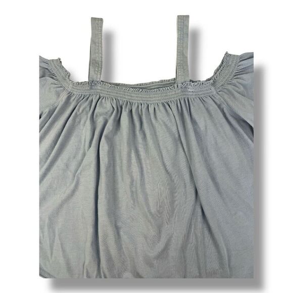 We The Free Ruffle Off The Shoulder Flowy T-shirt Blue Top Size Small - Picture 3 of 6